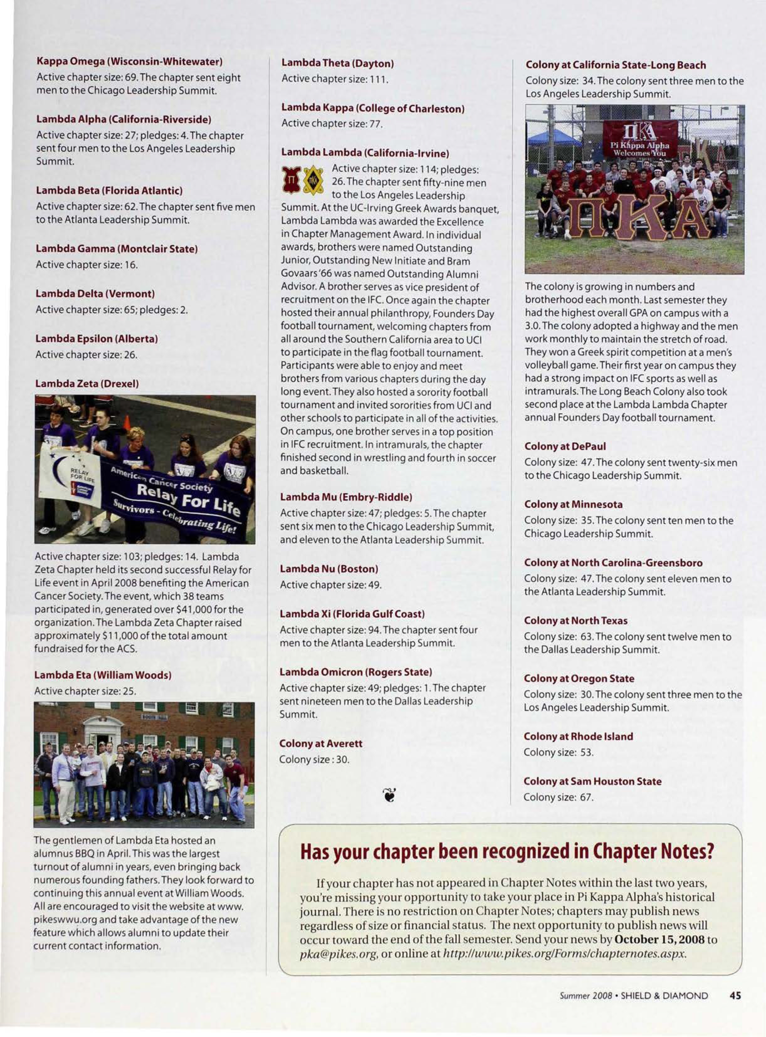 Has Your Chapter Been Recognized in Chapter Notes?